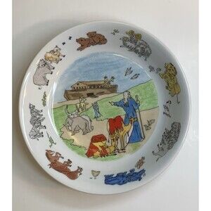 Noahs Ark Bowl Washington Cathedral Needlepoint Kneelers Made In Japan Vtg